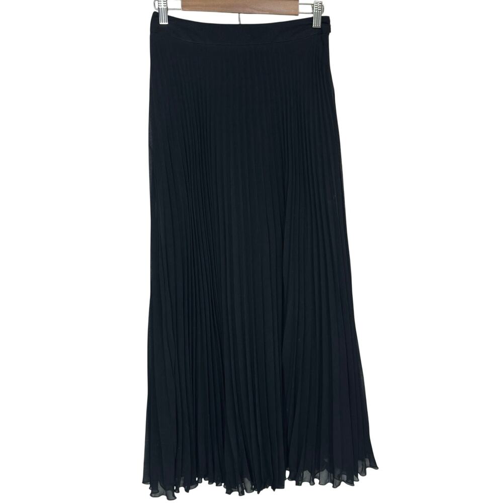 The Limited Accordion Pleat A-Line Midi Skirt Small Black Romantic Goth
